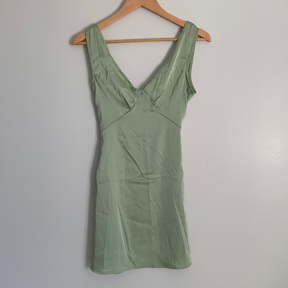 Zaful Green Satin Mini Dress